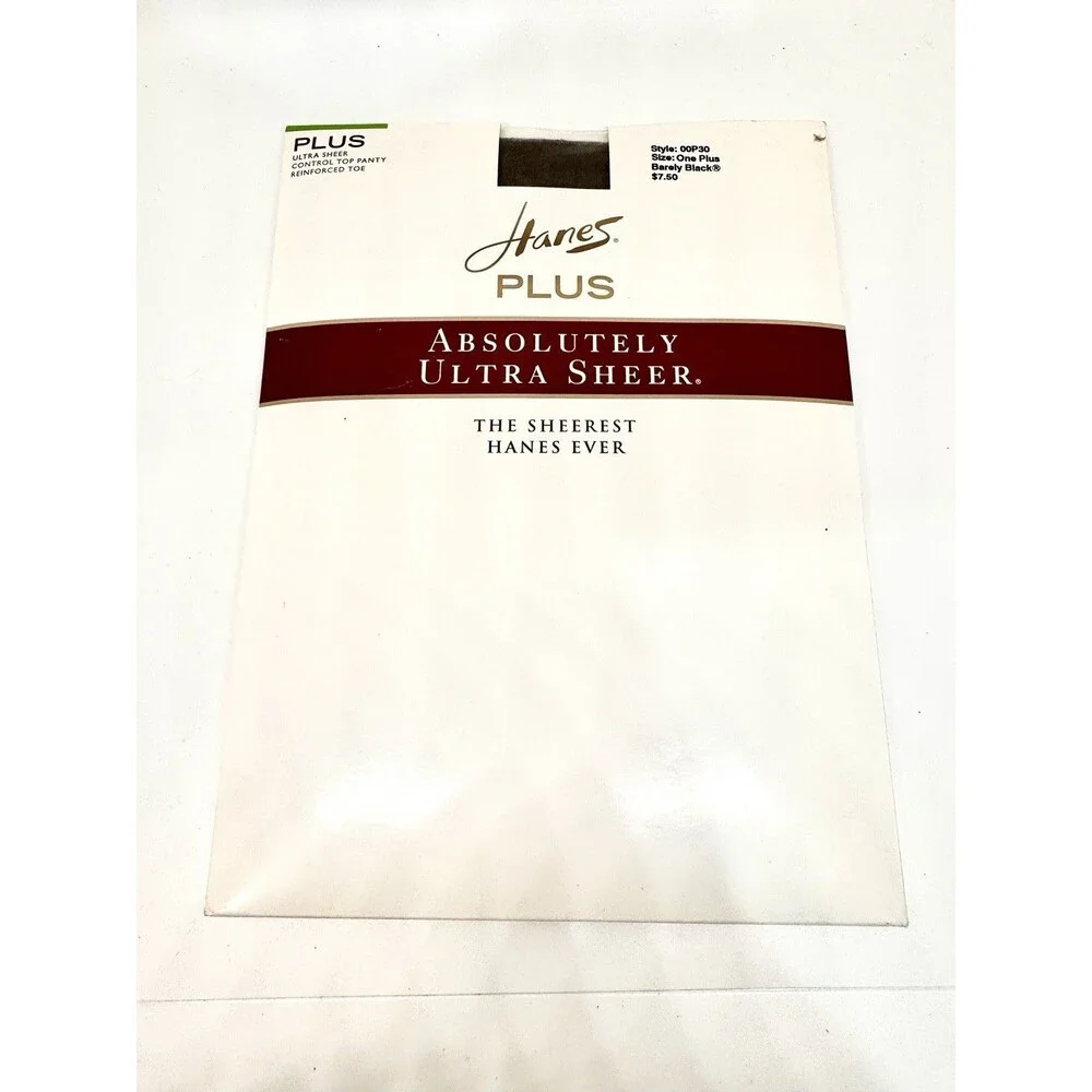 Hanes Plus Absolutely Ultra Sheer Control Top Pantyhose Barely Black One Plus‎